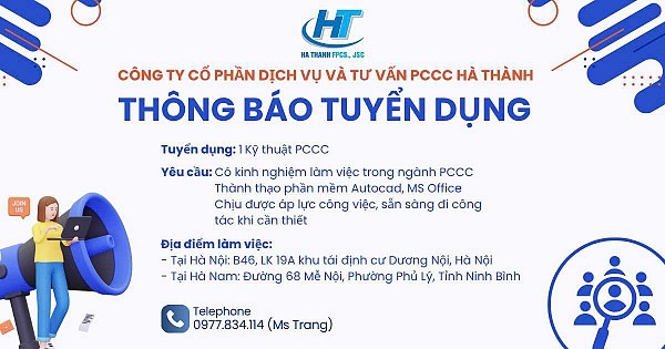 [TUYỂN DỤNG] - KỸ THUẬT PHÒNG CHÁY CHỮA CHÁY